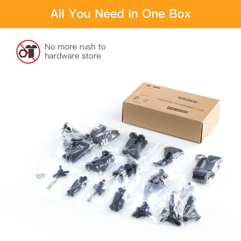 Perlegear طقم أدوات تثبيت التلفاز العالمي يناسب معظم التلفزيونات حتى 80 بوصة، براغي VESA M4، M5، M6، M8، فواصل وغسالات، يعمل مع معظم حوامل التلفاز/الشاشات، PGUHP2، أسود - Image 5
